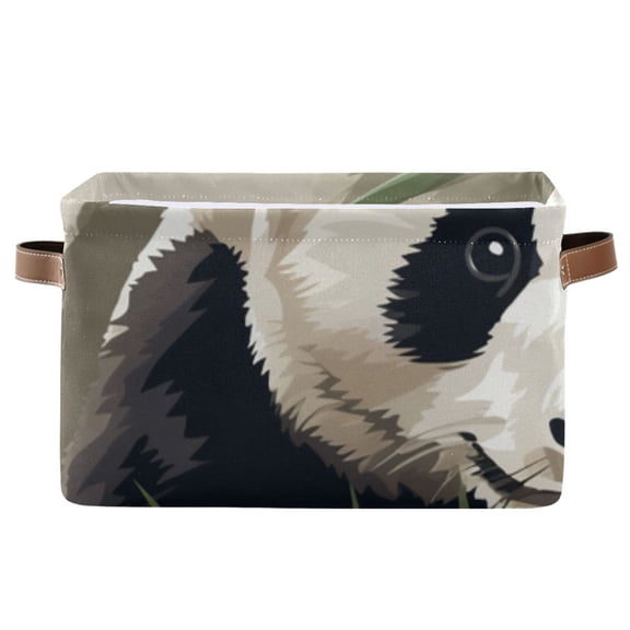 Panda Bamboo Leaves Storage Bins Baskets With Handles Storage Box Clothes Organizer Organization Toys