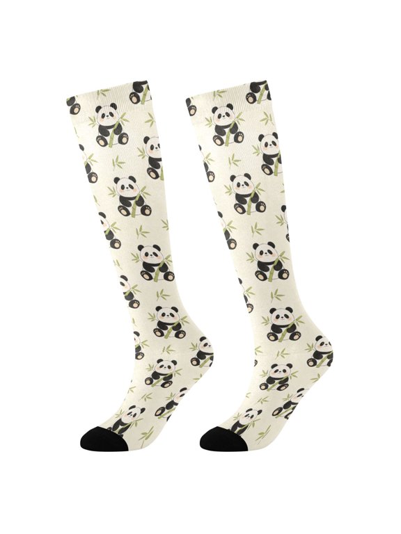 Panda Bamboo Novelty Patterned Knee High Socks Breathable Stretchy Soft Tall Boot Socks