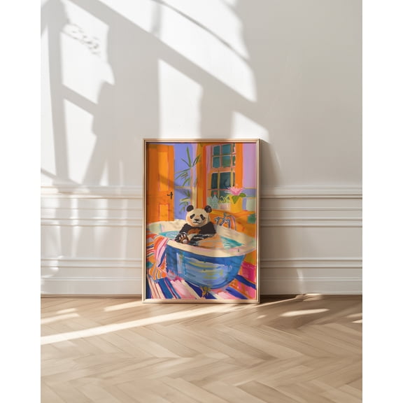 Panda Bath Art Print Maximalist Bathroom Decor, Poster Only