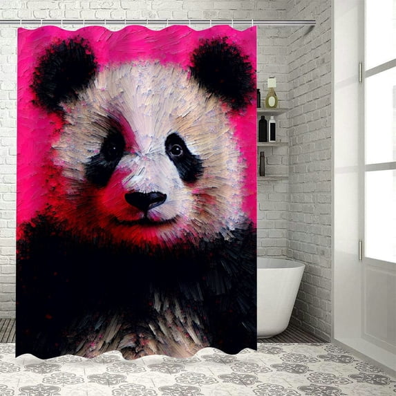 Panda Bathroom Decor Set , multi size Colorful Luxurious Graphic Print Polyester Fabric Fashion Bathroom Decor Sets with Hooks 100%聚酯纤维 shower curtain for bathroom decoration