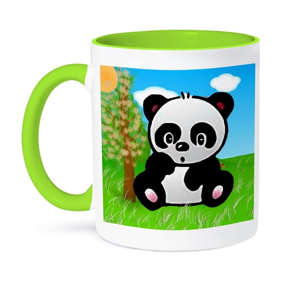 Panda Bear, 11oz Two-Tone Green Mug