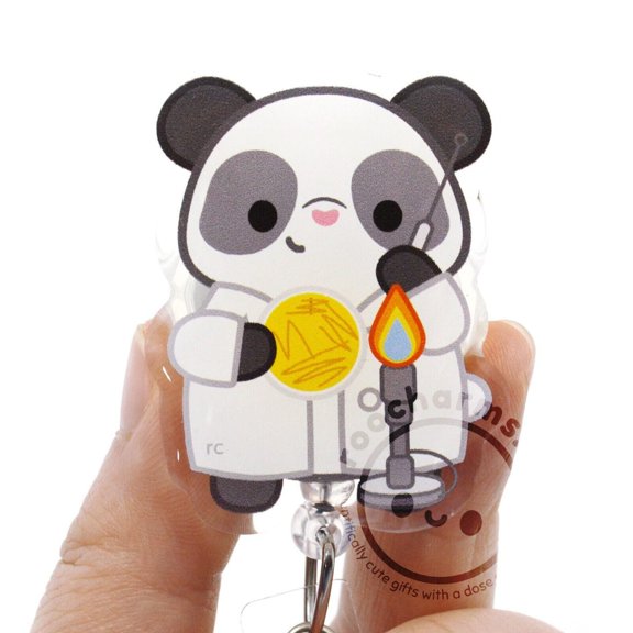 Panda Bear Badge Reel for Medical Laboratory Scientists, Lab Techs, Microbiologists, Biology Major, Students, Teachers, MLS, MLT, roocharms