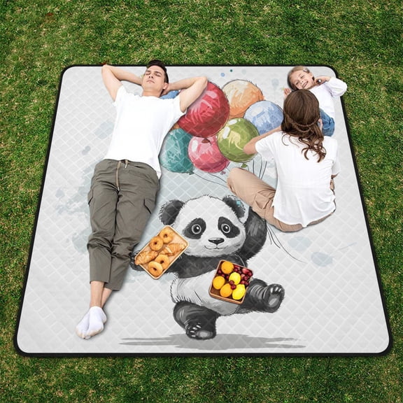 Panda Bear Balloons Beach Blanket Outdoor Picnic Blanket 78"x 78" Waterproof Foldable for Beach Camping Travel Hiking Grass Lawn Park