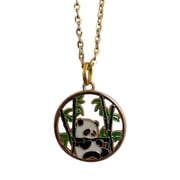 Panda Bear Bamboo Pendant Necklace
