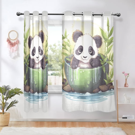 Panda Bear Bamboo Spa Blackout Curtains Thermal Insulation 63 inch Grommet for Bedroom Living Room Bathroom Kitchen Windows 2 Pack
