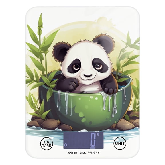 Panda Bear Bamboo Spa Food Scale Digital Kitchen Scale Waterproof Tempered Glass Tare Function 11 lb for Baking Cooking Meal Prep