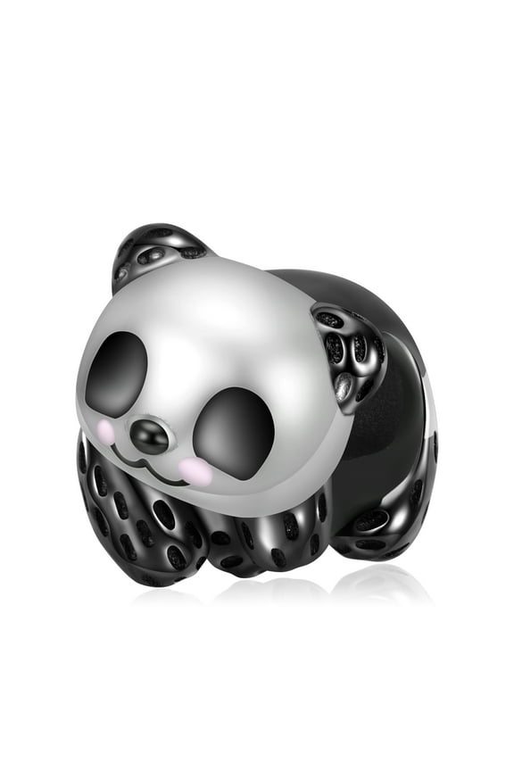 Panda Bear Charm European Bead Black Sterling Silver Ginger Lyne Collection
