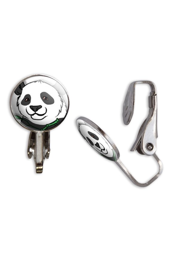 Panda Bear Clip-On Stud Earrings