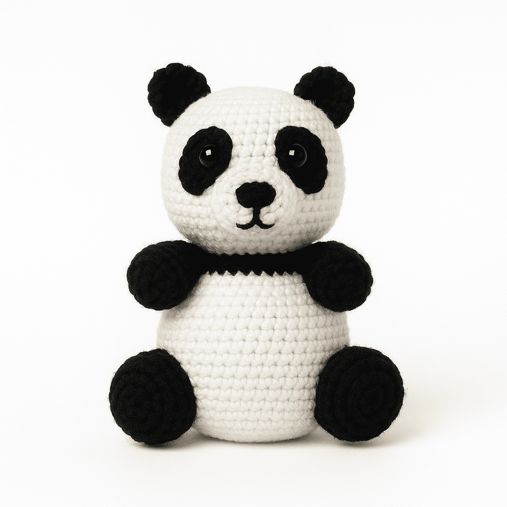 Panda Bear Crochet Toy , 100% Handmade Woolen First baby Gift Toy, Unique Amigurumi Gift