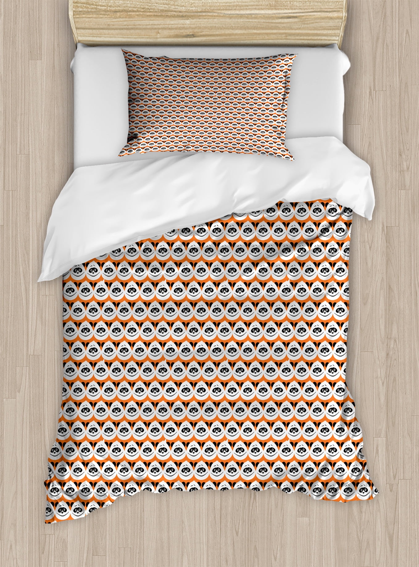 Panda Red Glasses Pattern Print Duvet Cover Bedding Set