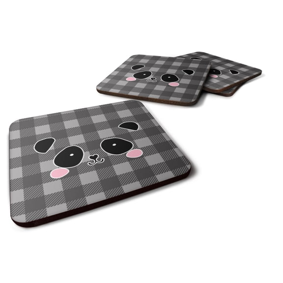 Panda Bear Face Foam Coaster Set of 4