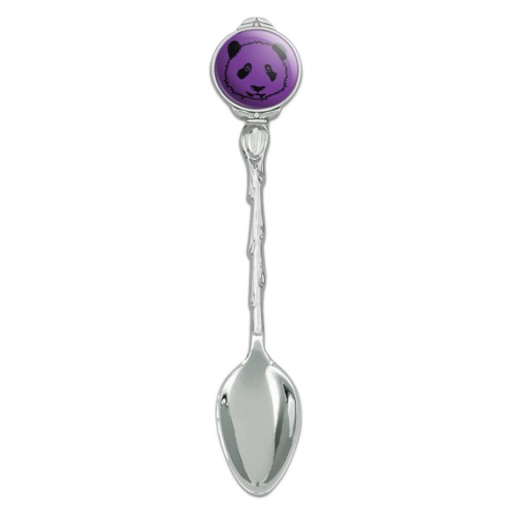 Panda Bear Face on Purple Novelty Collectible Demitasse Tea Coffee Spoon