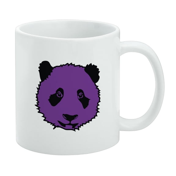 Panda Bear Face on Purple White Mug