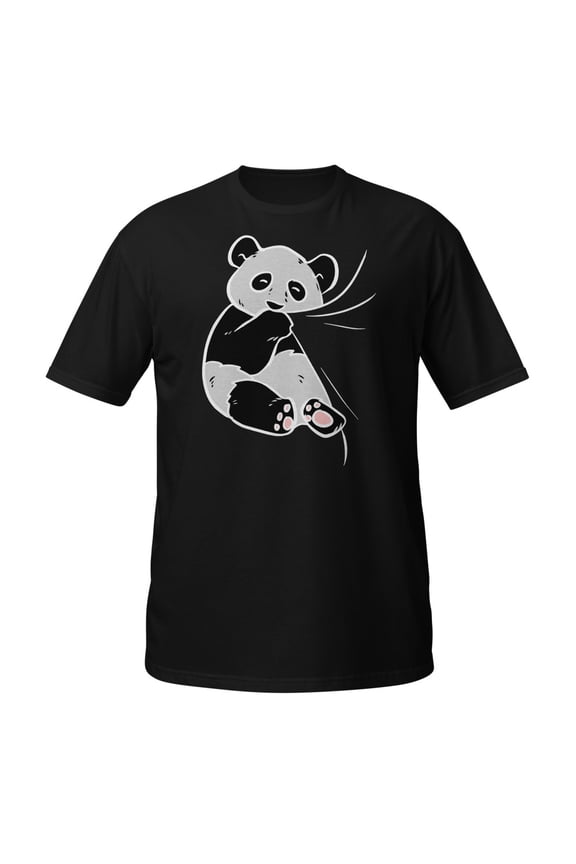 Panda Bear Gift Women Girls Who Love Pandas Kids Animal T-Shirt (Black, L)