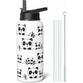 thumbnail image 1 of Panda Themed 32oz Water Bottle for Adults, Stainless Steel Leakproof Sport & Gym Water Bottle with Flip Straw and Spout Lid, Cute Gift Idea (1 PC), 1 of 6
