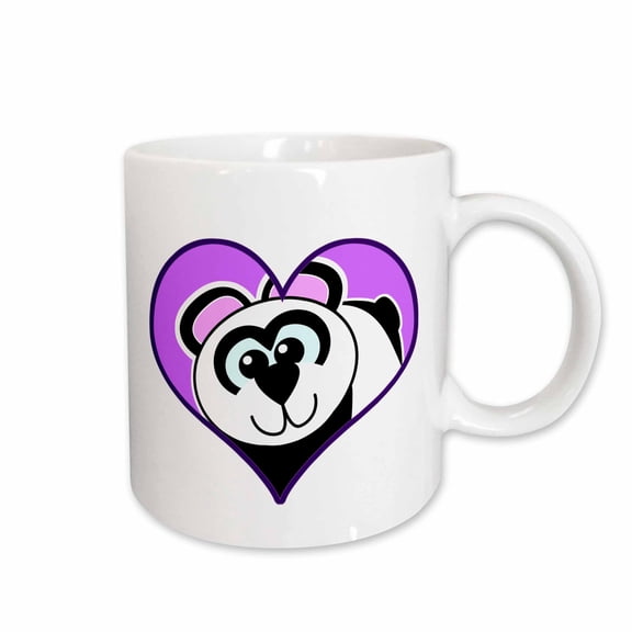 3drose, Panda Bear Heart Cartoon, 15oz Mug