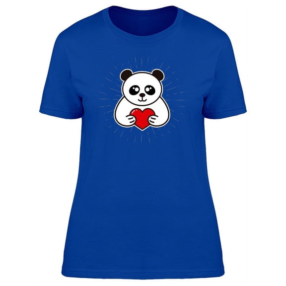 Panda Bear Holding Heart T-Shirt Women -Image by Shutterstock, Female Large