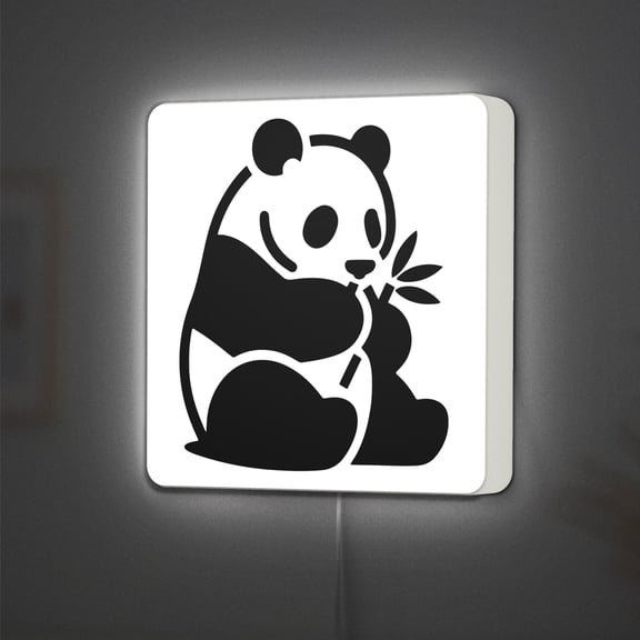 Panda Bear LED Lightbox - Zoo Bamboo Wildlife Zoology Decor, Custom Led Sign for Home Office Shop Decor (Height 8 inch, 20cm)