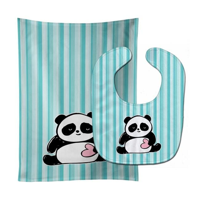 Panda Bear Love Baby Bib & Burp Cloth