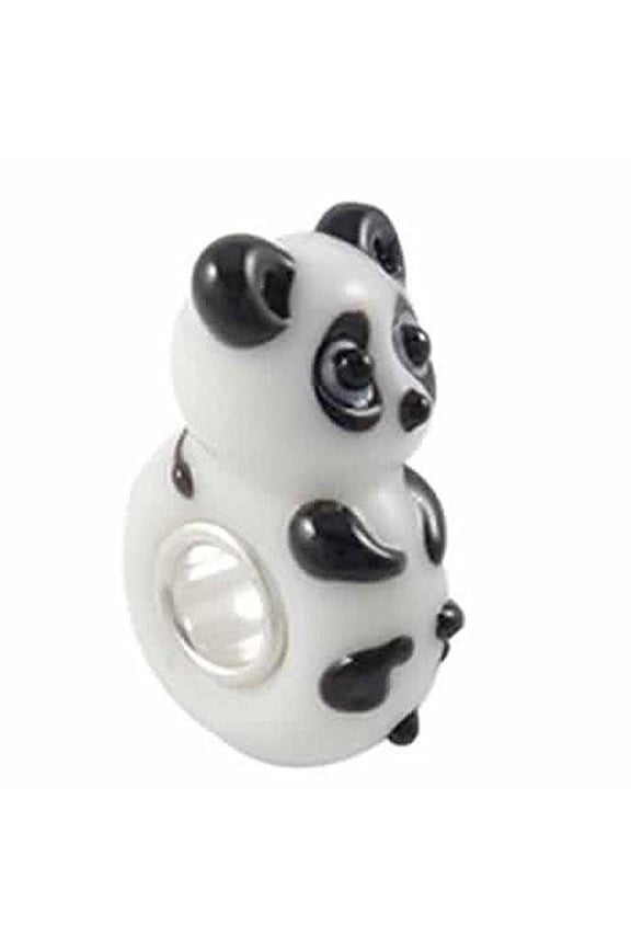 Panda Bear Murano Glass Charm European Bead Compatible for Most European Snake Chain Bracelet