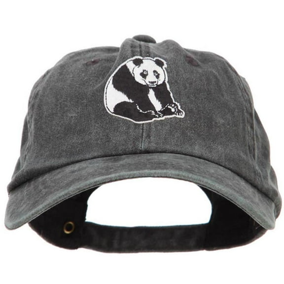 Panda Bear Patched Washed Cotton Twill Cap - Black OSFM