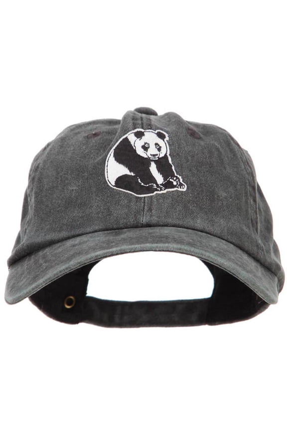 Panda Bear Patched Washed Cotton Twill Cap - Black OSFM