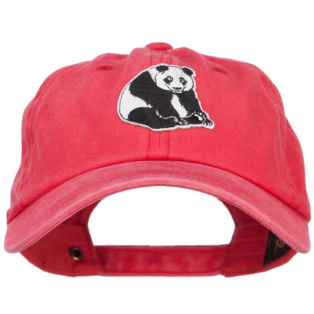 Panda Rim Cap Panda Bear Patched Washed Cotton Twill Cap - Red OSFM - Walmart.com