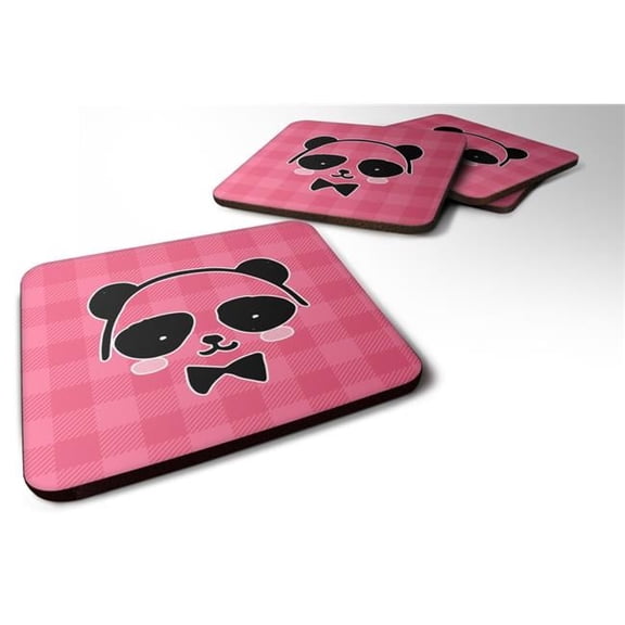 Panda Bear Pink Face Foam Coasters - Set of 4