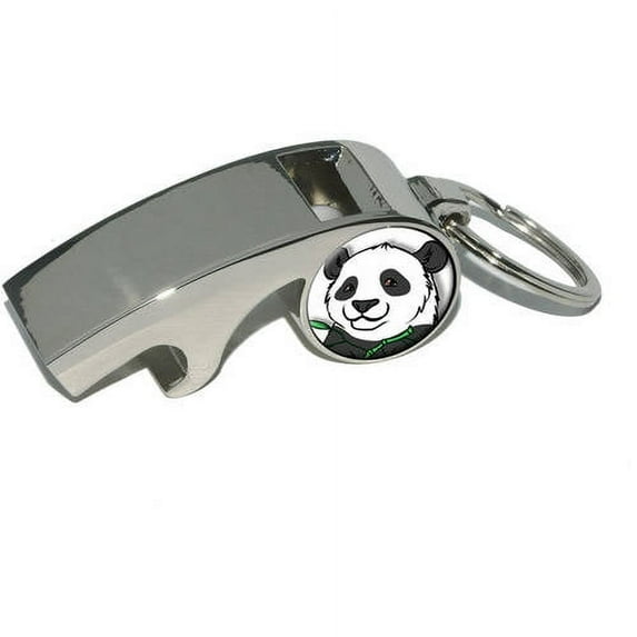 Panda Bear, Plated Metal Whistle Bottle Opener Keychain Key Ring