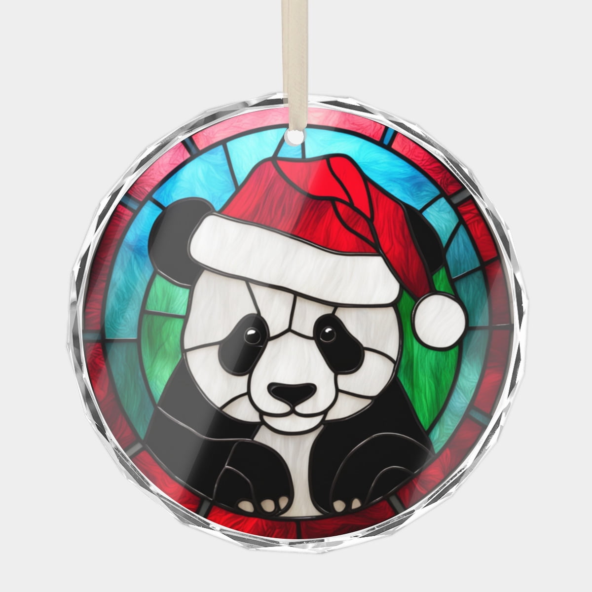 Panda Bear in a Santa Hat Pandas Animals Lovers Crystal Glass Christmas ...