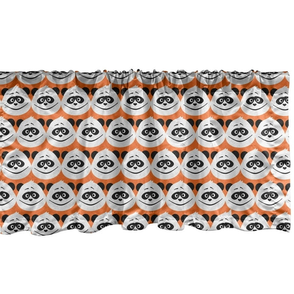 Ambesonne Panda Bear Valance Pack of 2, Monochrome Bears Graphic, 54"X12", Burnt Sienna White