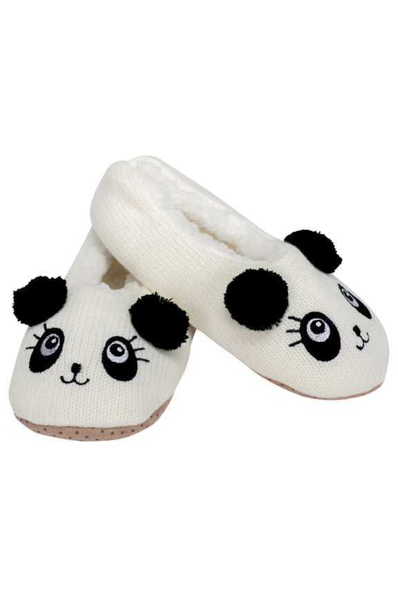 Panda Bear Womens Animal Cozy Indoor Plush Lined Non Slip Fuzzy Soft Slipper - Small