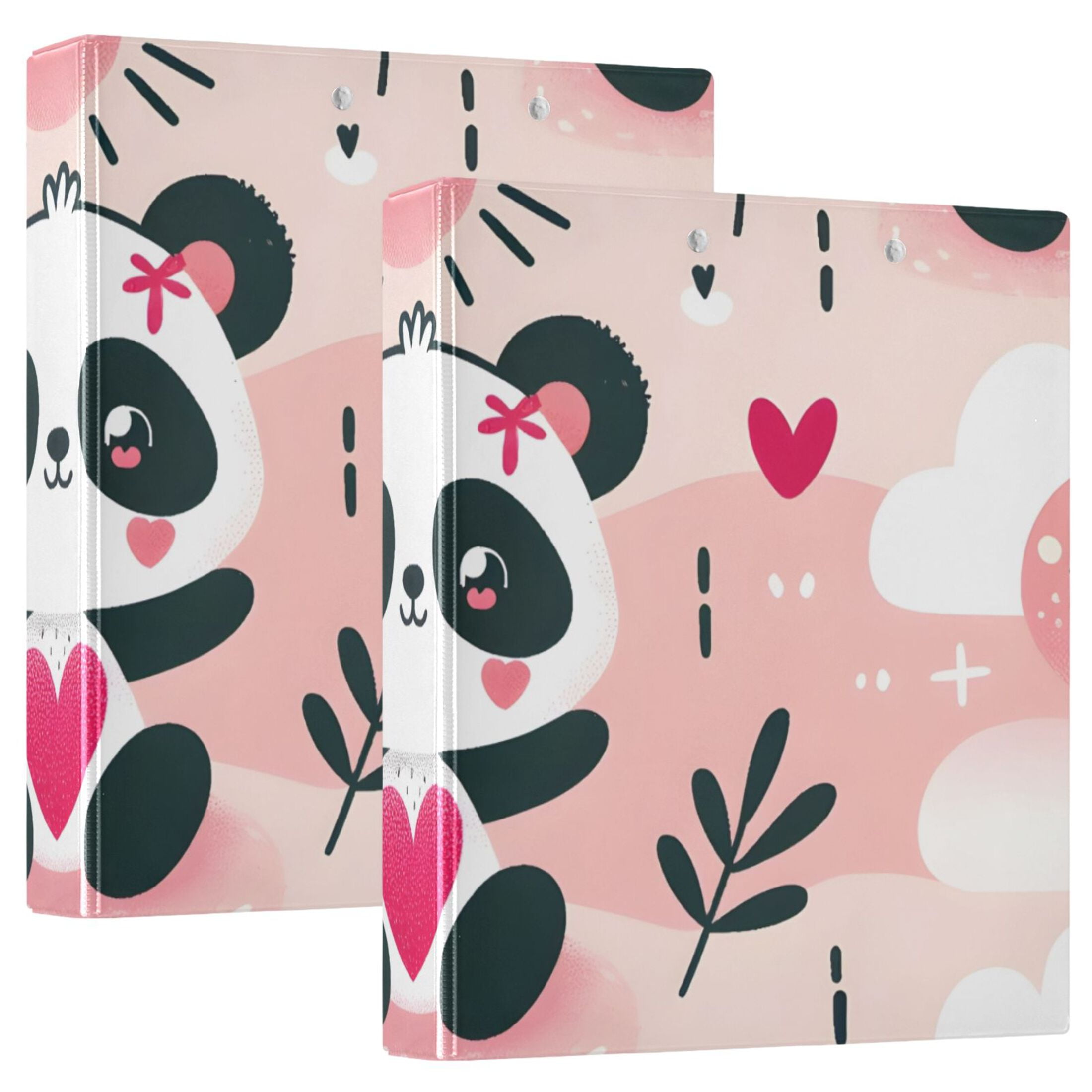 Panda Bear with Cute Sun 3 Ring Hardcover Binders 1.5" Round Rings for ...