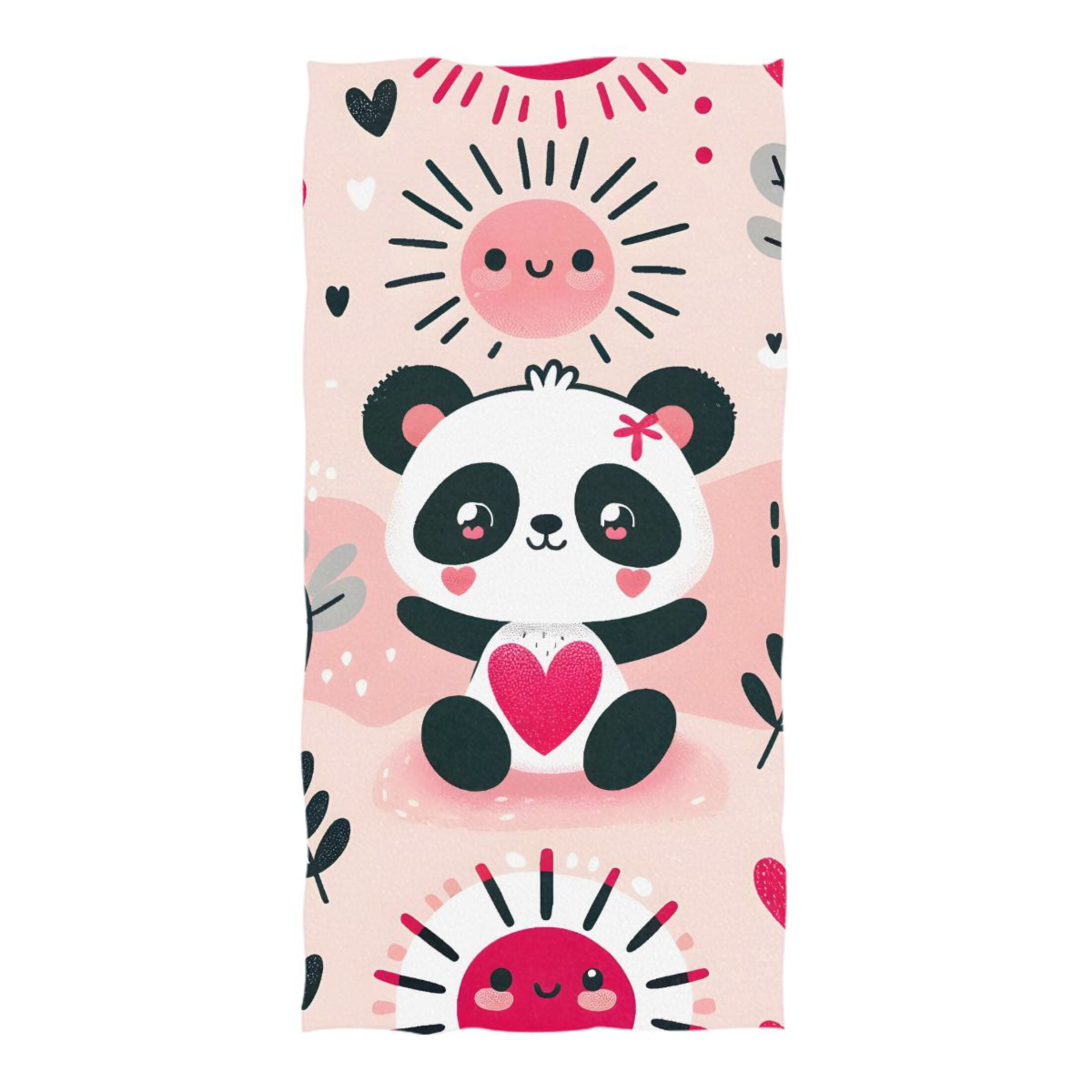Panda Bear with Cute Sun Beach Towel Oversized 74"x37" Pool Towels Soft Absorbent Extra Large Quick Drying for Bathroom