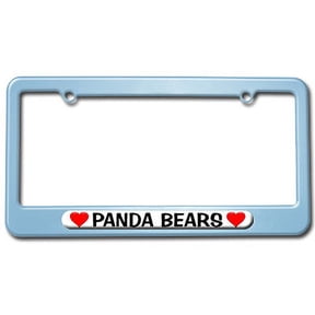 Panda Bears Love with Hearts License Plate Frame
