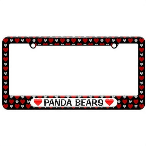 Panda Bears Love with Hearts License Plate Tag Frame, Multiple Colors
