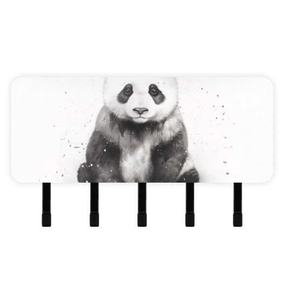 Panda Black Mail Holder Organizer Wall Mount with Shelf Key Holder Key Rack with 5 Key Hooks for Wall Decorative