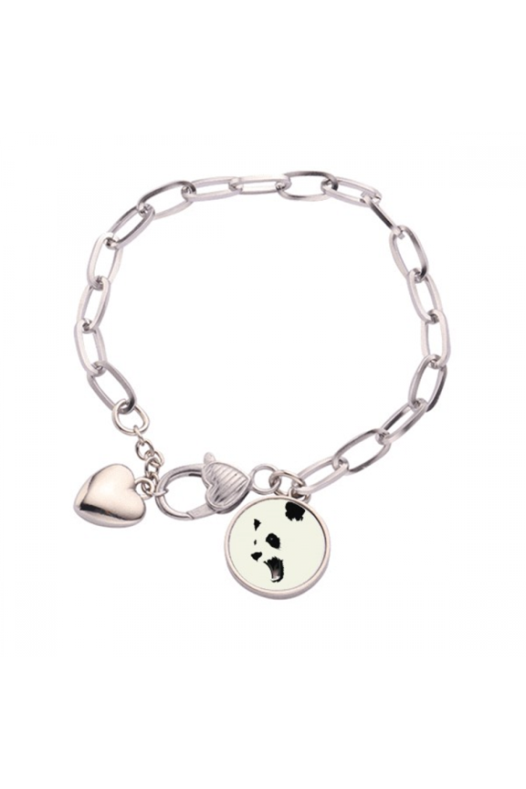 Panda Black White Open Mouth Color Block Heart Chain Bracelet Jewelry Charm Fashion
