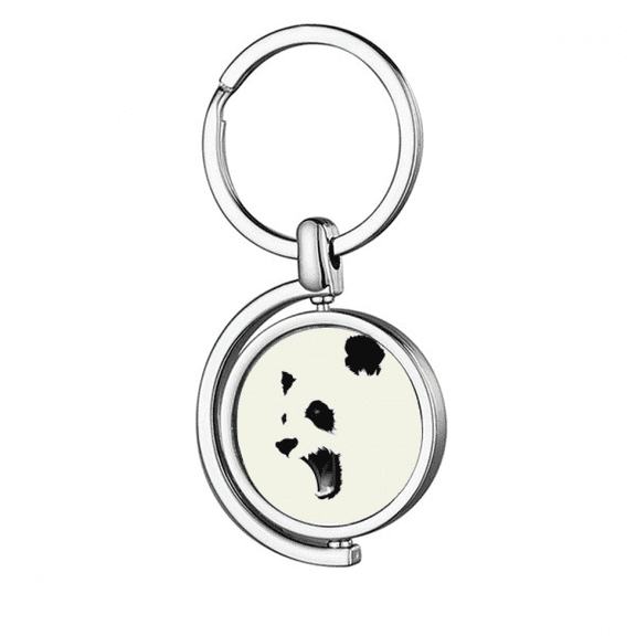 Panda Black White Open Mouth Color Block Rotating Keychain Metal Keyring Holder