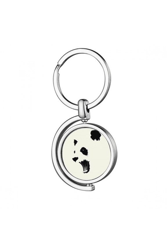 Panda Black White Open Mouth Color Block Rotating Keychain Metal Keyring Holder