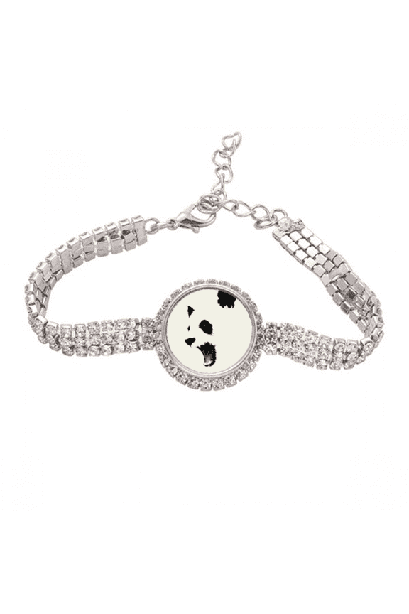 Panda Black White Open Mouth Color Block Tennis Chain Anklet Bracelet Diamond Jewelry