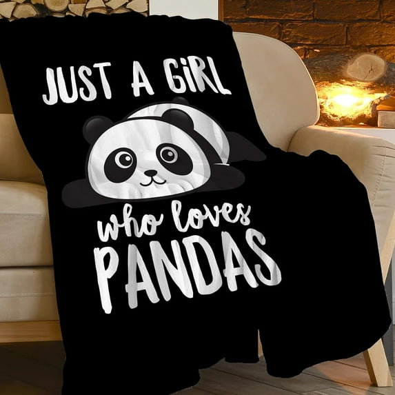 Panda Blanket Cute Panda Plush Throw Blanket Super Soft Cozy Warm Fleece Just A Girl Who Loves Panda Bedding Blanket Gifts for Kids Girls Boys Women 50"X60"