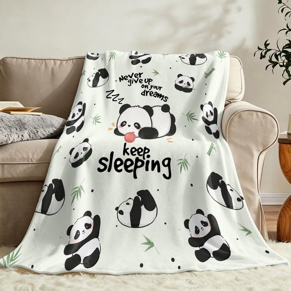 Panda Blanket Flannel Fleece Blanket, Gifts for Adults/Kids/Animal Lovers, Soft Cozy Warm Throw Lightweight Blanket for Sofa/Bed