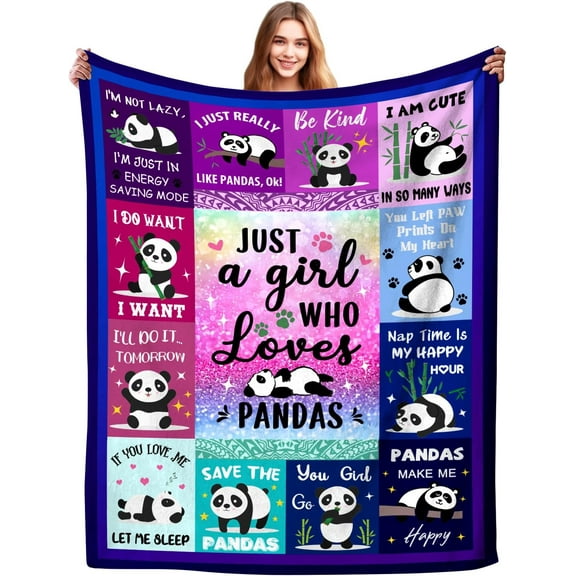 Panda Blanket Gifts for Women Women Panda Gifts for Pandas Lovers Soft Cozy Flannel Blanket for Users Adults 50"X40"
