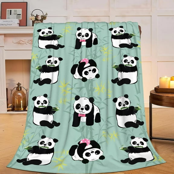 Panda Blanket Super Cozy Soft Panda Bamboo Throw Blanket Warm Plush Fluffy Panda Stuff Gifts for Women Girls Fleece Flannel Gifts Blankets for Boys Adults 50"X40"