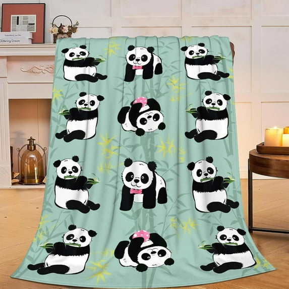 Panda Blanket Super Cozy Soft Panda Bamboo Throw Blanket Warm Plush Fluffy Panda Stuff Gifts for Women Girls Fleece Flannel Gifts Blankets for Boys Adults 80"X60"