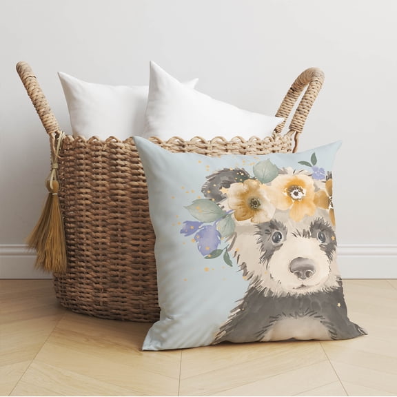 Panda Blue Throw Pillow