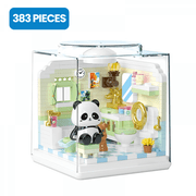 Panda Building Sets with Dust Cover, DIY Bathroom Building Model Kits for Adults & Teens Home Decor