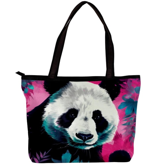 Panda Canvas Leather Mix Twill Sponge Jeanette Crossbody Bag 30x10.5x39cm/11.8x4.1x15.4in