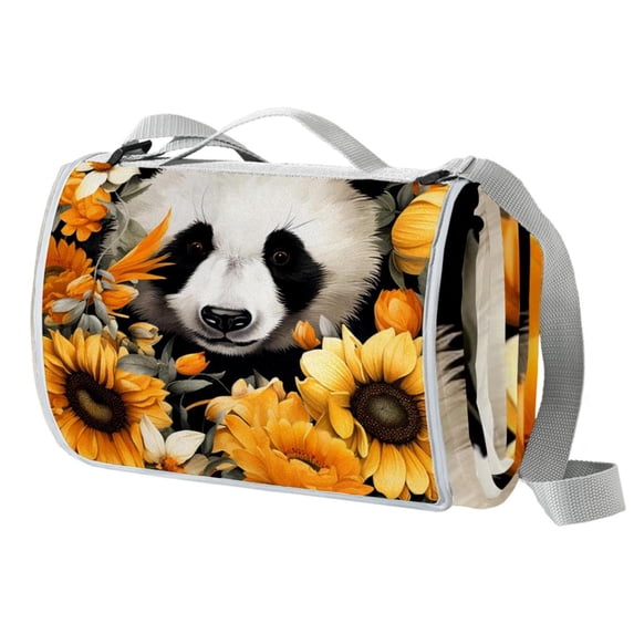 Panda Canvas Picnic Blanket Outdoor Waterproof Sand Proof Mat for Camping Hiking Beach Travel - Large Size Family Friendly Design